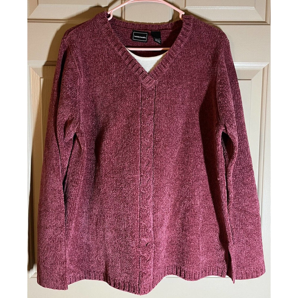 Bobbie Brooks Sweater Womens Size Large Red Long Sleeve Pull Over Soft Comfort